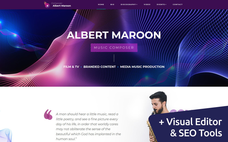 Albert Maroon - Modèle de compositeur de musique Moto CMS 3