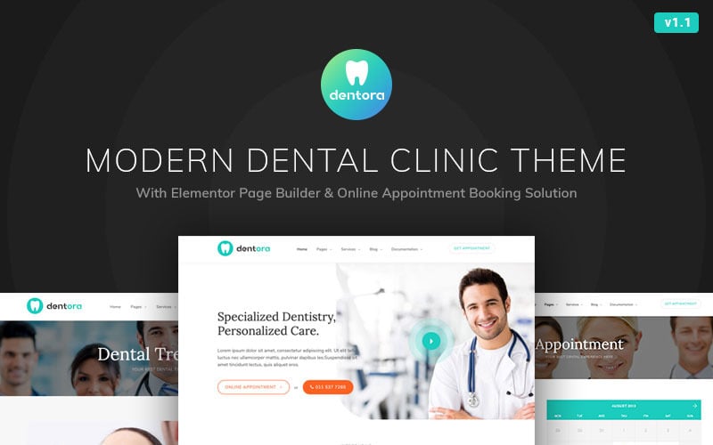 Dentora - Стоматологическая клиника WordPress Elementor тема