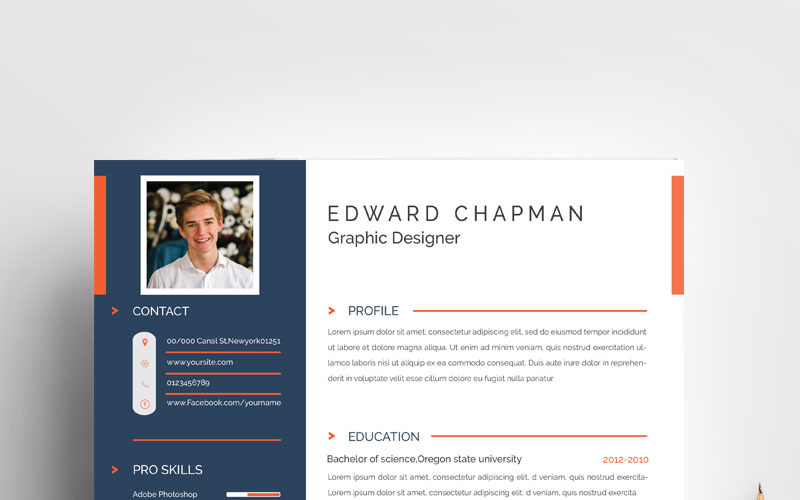 Download Резюме "Eaward Chapman Resume Template" / Eaward Chapman Resume Template - Резюме на тему графика clean resume design writing cover letter instant download for mac cv template infographic minimal swiss creative photo photoshop psd word