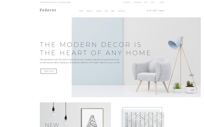 Fedecor - Design interiéru, vícestránková čistá šablona OpenCart