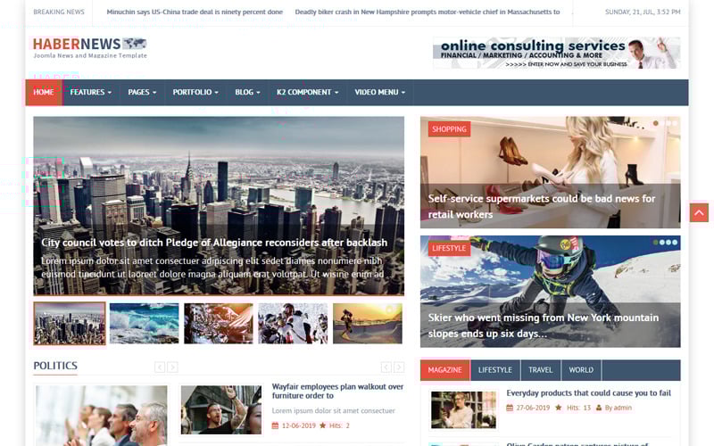 Habernews 新闻和杂志 Joomla 5 Joomla 4 和 Joomla 3 模板