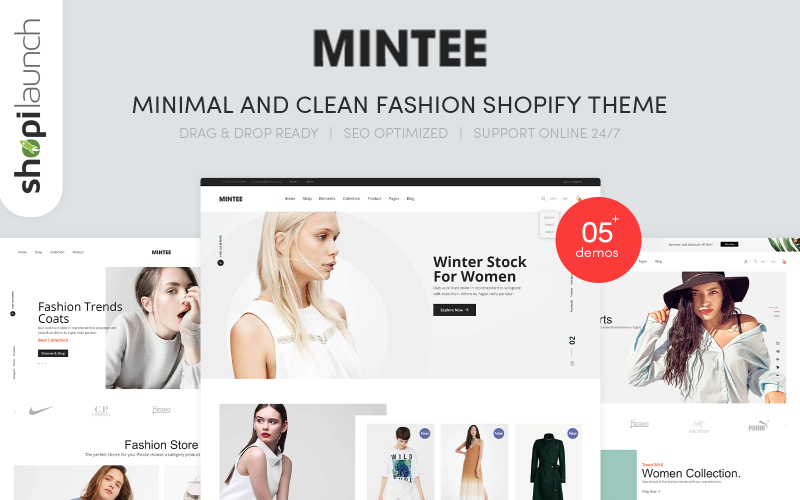 Mintee - minimální a čisté módní shopify téma