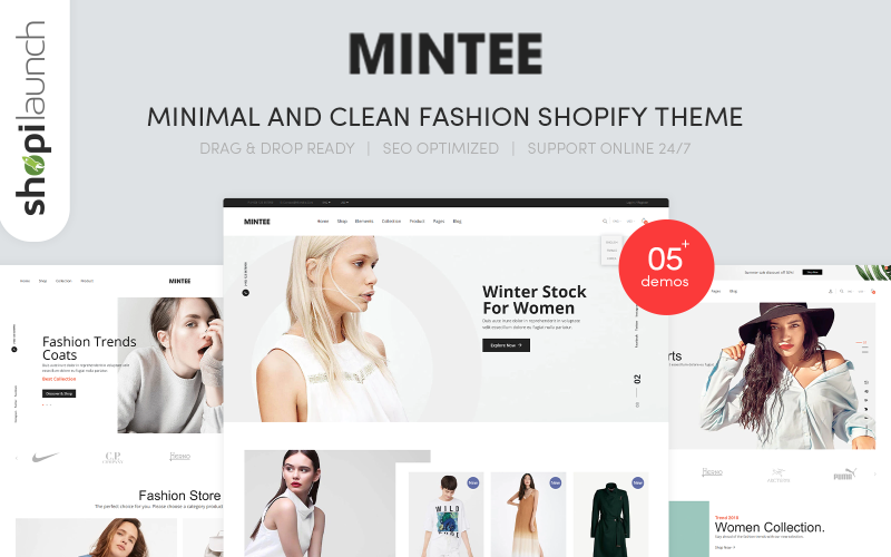 Mintee-最小和干净的时尚Shopify主题 #84070