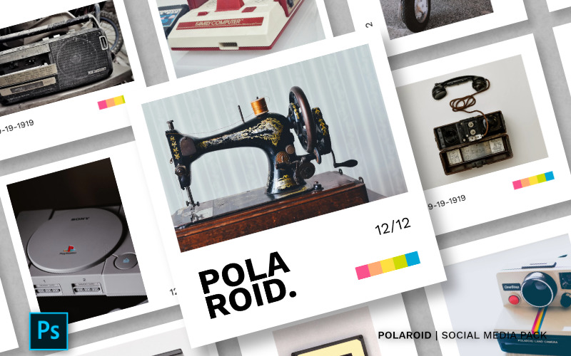 Modèle de médias sociaux Polaroid Pack