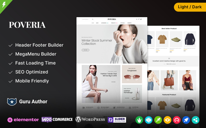 Poveria - Moda Mağazası Elementor WooCommerce Duyarlı Tema