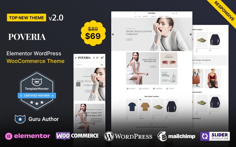 Poveria-时尚 Elementor WooCommerce 主题