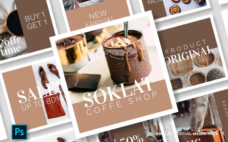 Download Шаблон для соцсетей "Soklat Pack Social Media Template" / Soklat Pack Social Media Template - Шаблон для соцсетей на тему графика instagram facebook twitter banner template sale media social background design vector fashion promotion stories instagramtemplates post story
