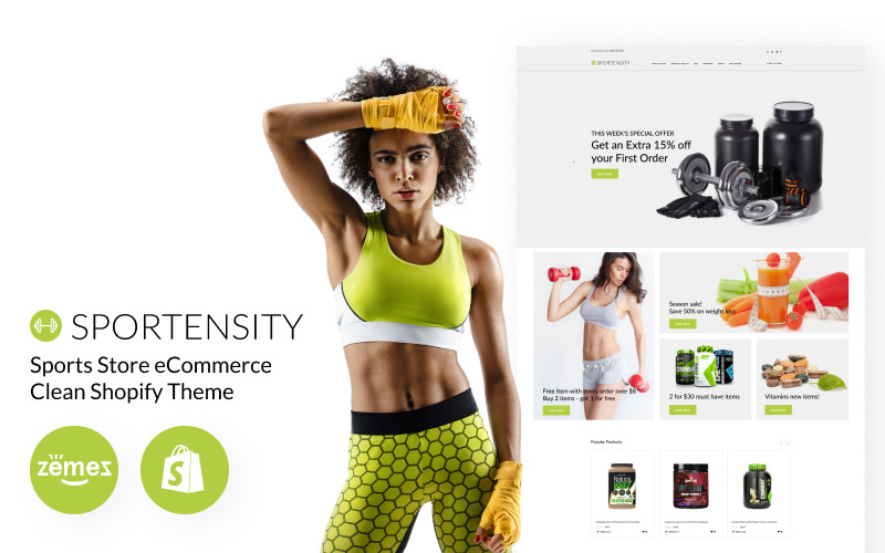 Sportensity - Тема електронного комерційного спорядження Clean Shopify