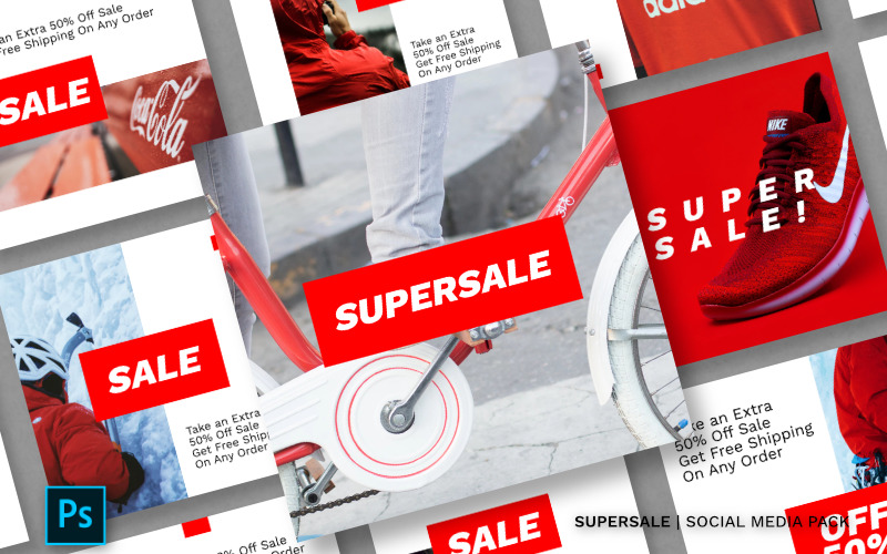 Download Шаблон для соцсетей "Supersale Pack Social Media Template" / Supersale Pack Social Media Template - Шаблон для соцсетей на тему графика instagram facebook twitter banner template sale media social background design vector fashion promotion stories instagramtemplates post story