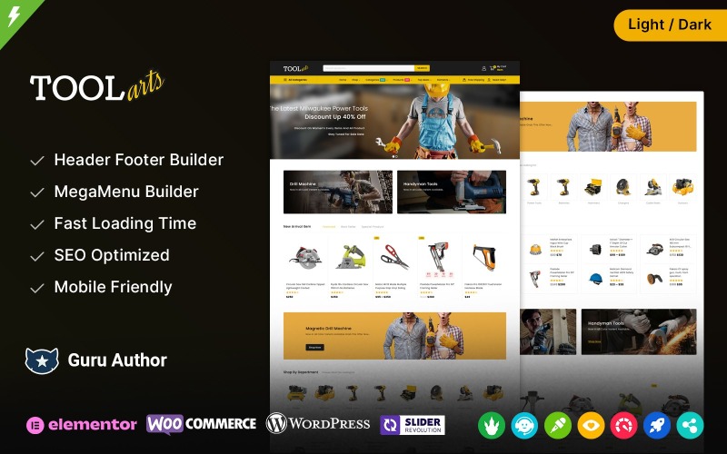 ToolArts - Elektrowerkzeuge und -geräte Elementor WooCommerce Theme