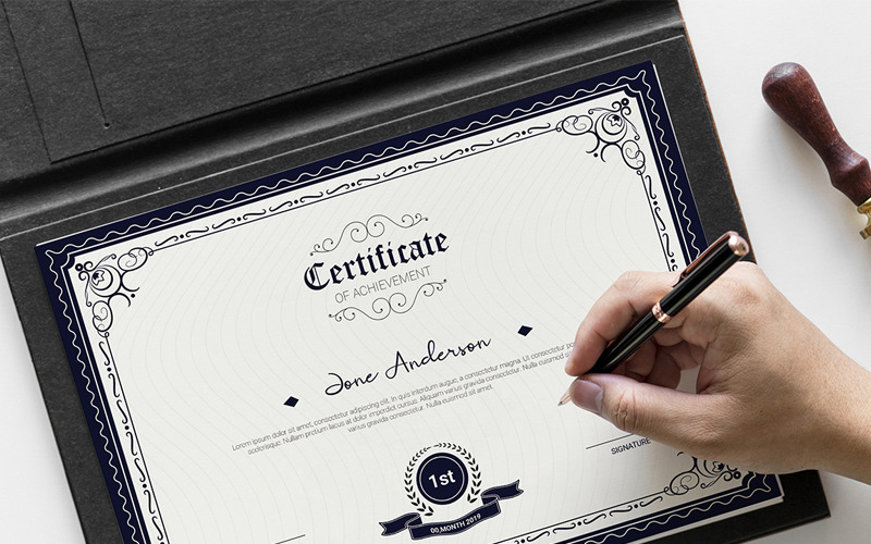 Download Шаблон сертификата "Anderson Achievement Certificate Template" / Anderson Achievement Certificate Template - Шаблон сертификата на тему графика certificate achievement template award appreciation photoshop psd diploma multipurpose print clean minimal creative