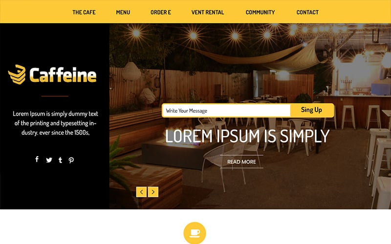 Cafeïne - Coffe Shop PSD-sjabloon