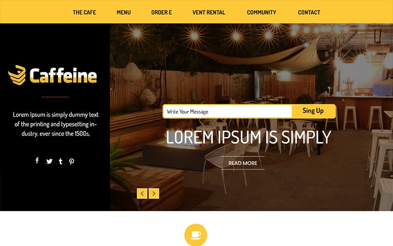 Download PSD шаблон "Caffeine - Coffe Shop PSD Template" / Caffeine - Coffe Shop PSD Template - PSD шаблон на тему кофейня coffee shop drinks food