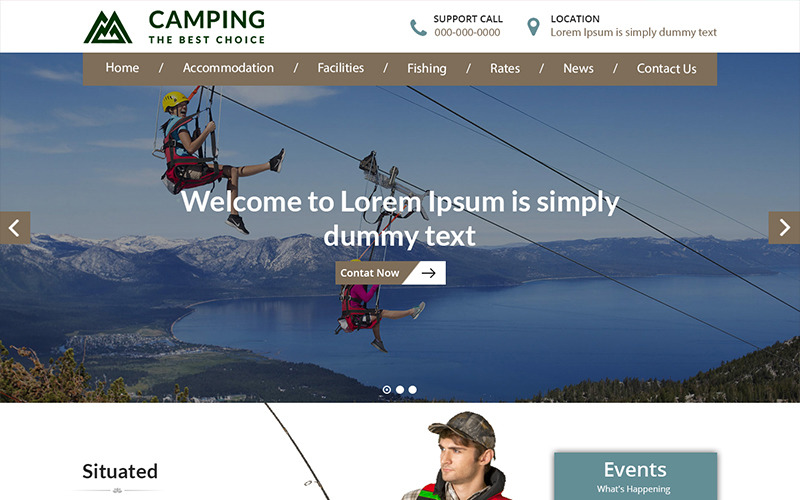 Download PSD шаблон "Camping - Camping PSD Template" / Camping - Camping PSD Template - PSD шаблон на тему кемпинг camping hiking travel tourism