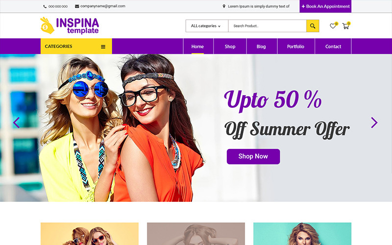 Download PSD шаблон "Inspina - Ecommerce Store PSD Template" / Inspina - Ecommerce Store PSD Template - PSD шаблон на тему графика ecommerce store