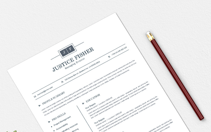 Download Резюме "Justice Resume Template" / Justice Resume Template - Адаптивный Резюме на тему графика resume template cv clean modern a4 doc elegant indesign infographic professional creative design minimal pages portfolio word us letter