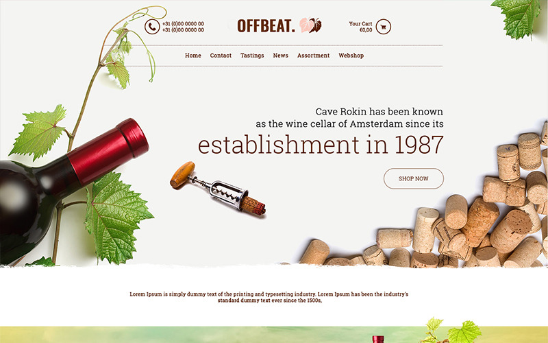 Download PSD шаблон "Offbeat - Wine Company PSD Template" / Offbeat - Wine Company PSD Template - PSD шаблон на тему вино wine drink company