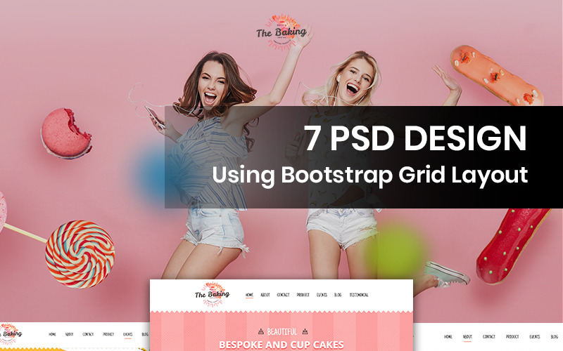 Download PSD шаблон "The Baking - Cake Shop PSD Template" / The Baking - Cake Shop PSD Template - PSD шаблон на тему хлебобулочные изделия cake shop bakery