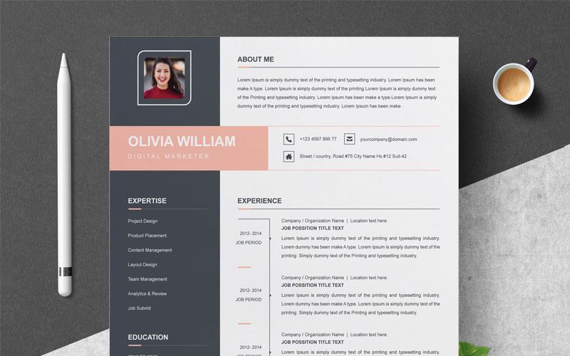 Download Резюме "William Resume Template" / William Resume Template - Резюме на тему графика resume 2 page clean cv cover letter design template illustrator eps mac pages microsoft word modern photoshop psd professional