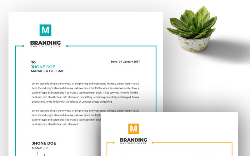 Download Фирменный стиль "M Letterhead - Corporate Identity Template" / M Letterhead - Corporate Identity Template - Фирменный стиль на тему графика a4 ai brand identity branding clean letterhead corporate eps minimal modern professional psd stationary word template