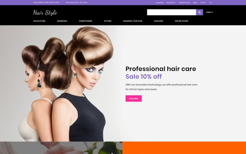 Hair Style - Modèle OpenCart créatif Multipage de magasin de beauté