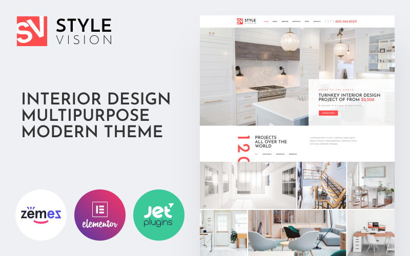 Style Vision - Тема WordPress для дизайна интерьеров Elementor