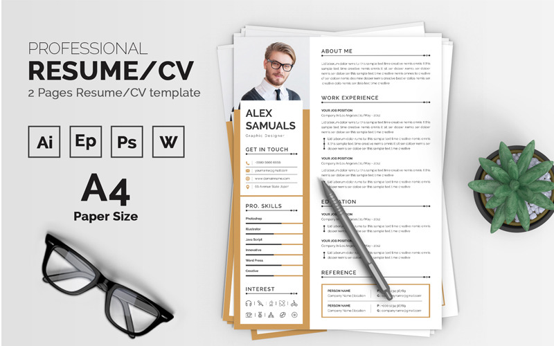 Download Резюме "Alex Samuals Resume Template" / Alex Samuals Resume Template - Резюме на тему графика resume cv clean creative word infographic modern professional student mac pages manager template bankers doctors job seekers