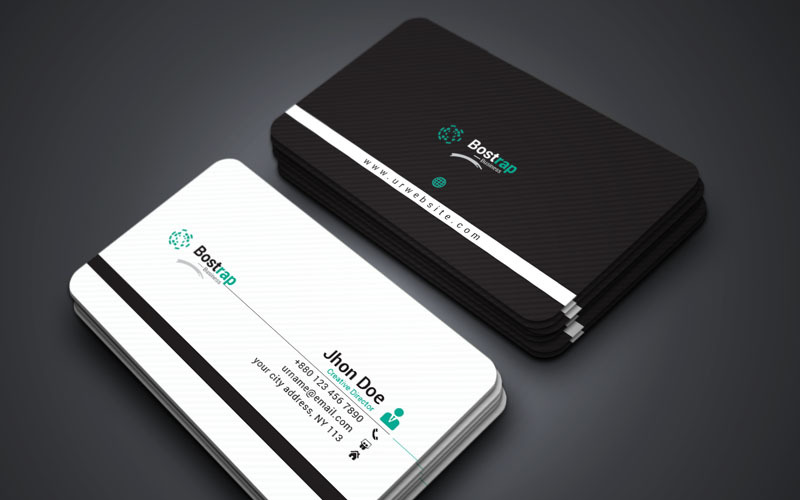 Download Фирменный стиль "Bostrap -  Clean Simple Business Card - Corporate Identity Template" / Bostrap -  Clean Simple Business Card - Corporate Identity Template - Фирменный стиль на тему графика business card corporate card liflet computer internet stationery id kit blue hi-quality official symple green logo professional modern art standard