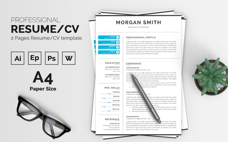 Download Резюме "Morgan Smith Resume Template" / Morgan Smith Resume Template - Резюме на тему графика resume cv clean creative word infographic modern professional student mac pages manager template bankers doctors job seekers