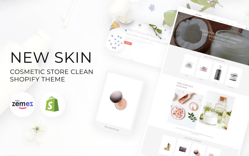 New Skin - Kozmetikai üzlet e-kereskedelem Tiszta Shopify téma