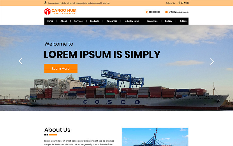 PSD šablona Cargo HUB - Moving Company #84417