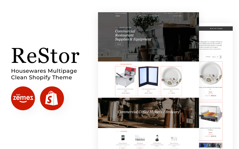 ReStore - Housewares többoldalas tiszta Shopify téma