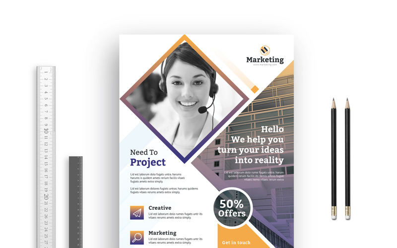 Download Фирменный стиль "Square Marketing Business Flyer - Corporate Identity Template" / Square Marketing Business Flyer - Corporate Identity Template - Фирменный стиль на тему графика corporate graph graphic green hi-quality id kit internet logo modern multimedia official photo play print professional simple stationery studio technology