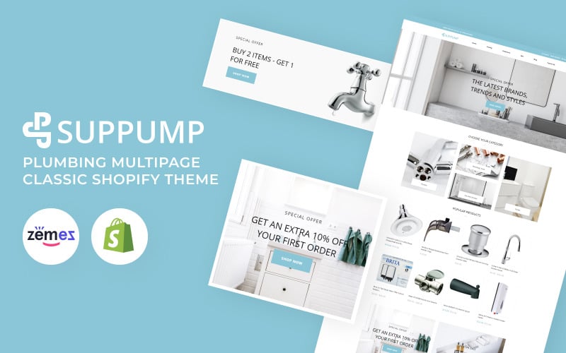 Suppump - Tema clássico do Shopify de várias páginas
