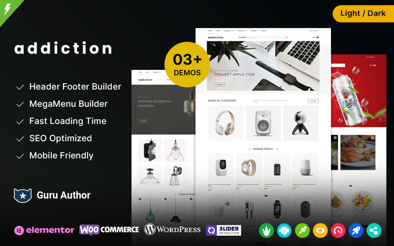Addiction - 时尚、家具、照明和多用途 WooCommerce 主题