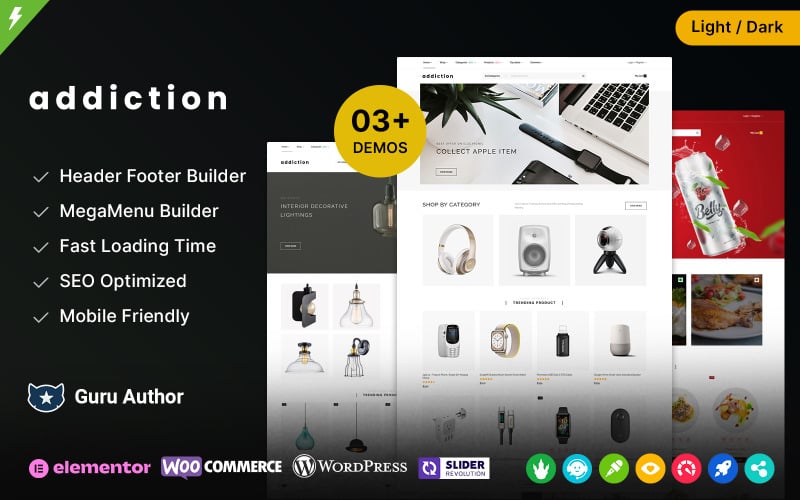 Addiction — тема для WooCommerce на тему моды, мебели, освещения и многоцелевого использования