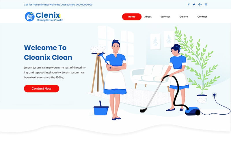 Cleanix - PSD шаблон клининговой компании