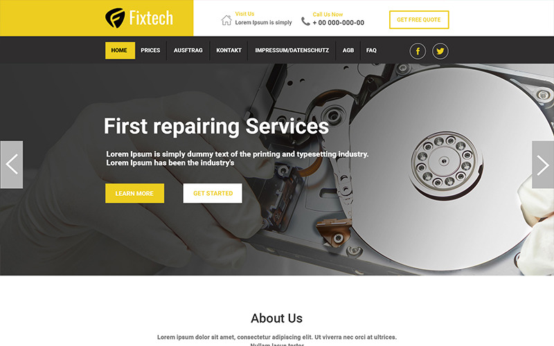 Download PSD шаблон "Fixtech - Computer Repair PSD Template" / Fixtech - Computer Repair PSD Template - PSD шаблон на тему графика computer repair maintenance