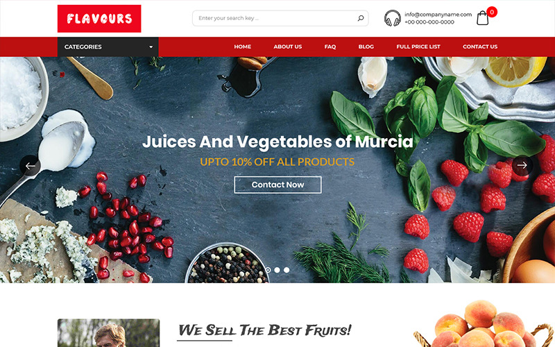 Download PSD шаблон "Flavours - Fruit Store PSD Template" / Flavours - Fruit Store PSD Template - PSD шаблон на тему графика fruit store fresh vegetables