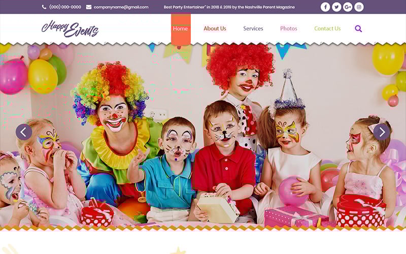 Download PSD шаблон "Happy Events - Birthday Planner PSD Template" / Happy Events - Birthday Planner PSD Template - PSD шаблон на тему графика birthday planner event management