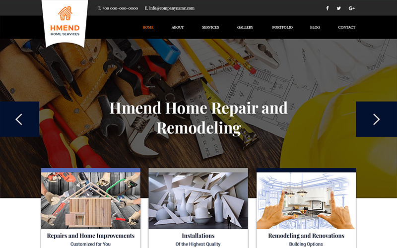 Download PSD шаблон "Hmend - Home Remodeling Service PSD Template" / Hmend - Home Remodeling Service PSD Template - PSD шаблон на тему графика home remodeling company maintenance