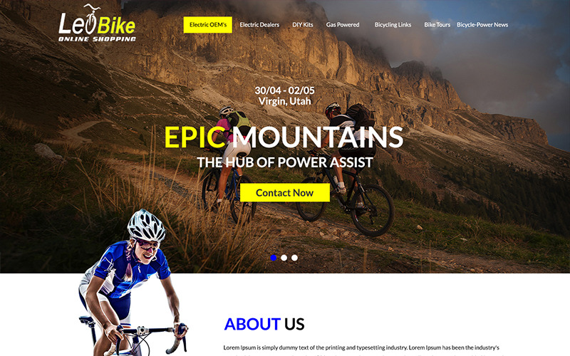 Download PSD шаблон "LeoBike - Bicycle Company PSD Template" / LeoBike - Bicycle Company PSD Template - PSD шаблон на тему графика bicycle company store bike