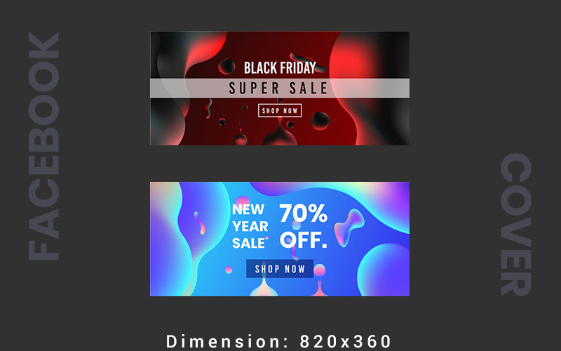Download Шаблон для соцсетей "Liquid Facebook Cover And Instagram Post Social Media Template" / Liquid Facebook Cover And Instagram Post Social Media Template - Шаблон для соцсетей на тему графика black friday sale post social media liquid effect new year cover banner weekend super abstract vector promo ads gradient