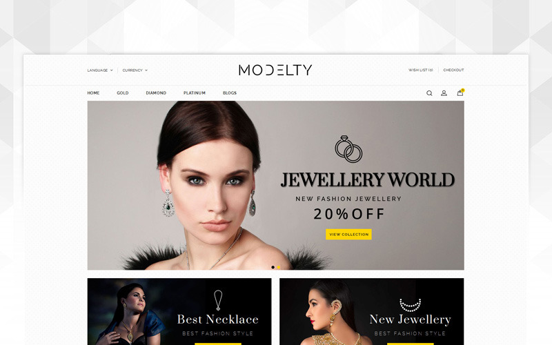Modelty - шаблон OpenCart ювелірного магазину
