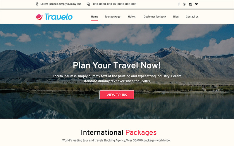 Travelo - Modello PSD per agenzia di viaggi