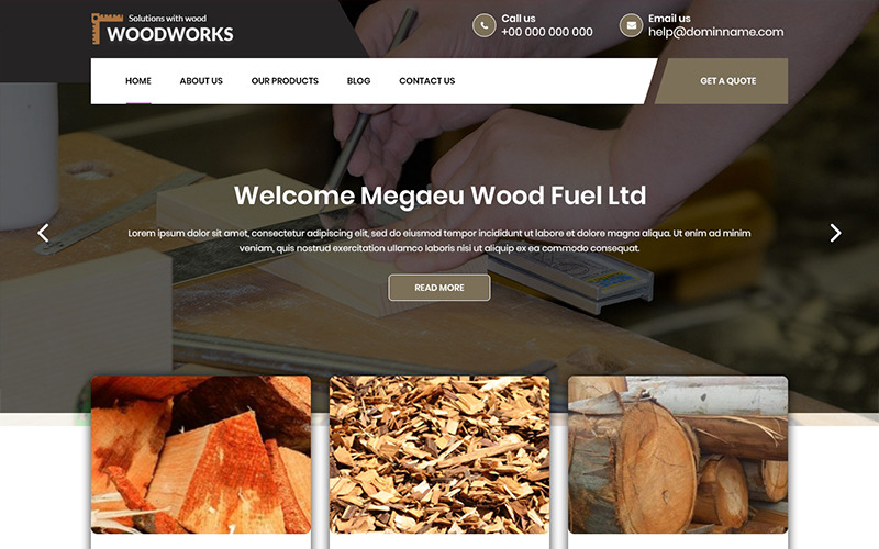 Wood Works - Šablona PSD společnosti prodávající dřevo