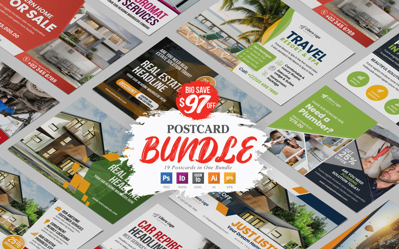 Download Фирменный стиль "Cerpo - Postcard Design Bundle - Corporate Identity Template" / Cerpo - Postcard Design Bundle - Corporate Identity Template - Фирменный стиль на тему графика postcard,corporate,carpenter,plumber,service,promotional,travel,holiday,education,medical,school,car wash,real estate,rack card,travel agency,gym fitness,repair service,dl flyer,postcard bund