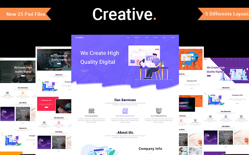 Download PSD шаблон "Creative Business PSD Template" / Creative Business PSD Template - PSD шаблон на тему дизайн blog portfolio news e-commerce business professional template site unique modern design psd creative agency clean