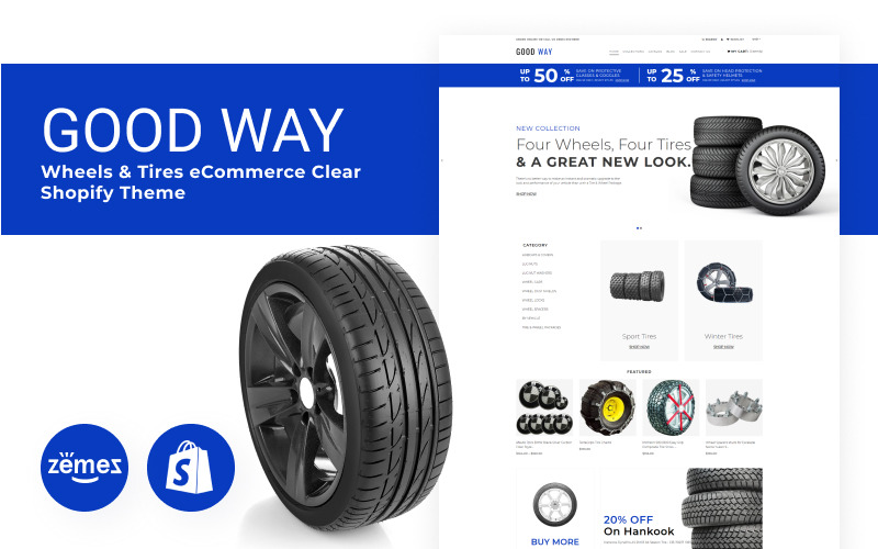 wheels &amp; tires ecommerce clear shopify theme