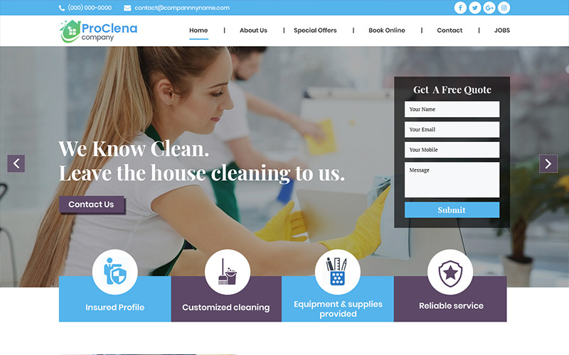 Download PSD шаблон "ProClena - Multipurpose Cleaning PSD Template" / ProClena - Multipurpose Cleaning PSD Template - PSD шаблон на тему клининговая компания cleaning clean wash theme template psd photoshop